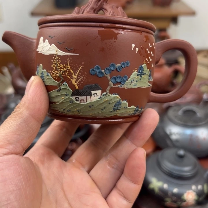 茶壶紫砂紫砂壶微瑕底部花泥