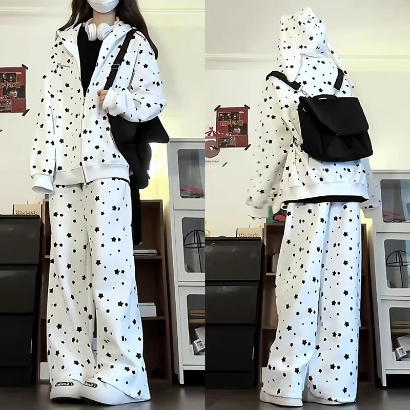 韩版女童套装2025新款初中生秋季超好看连帽外套儿童休闲运动穿搭