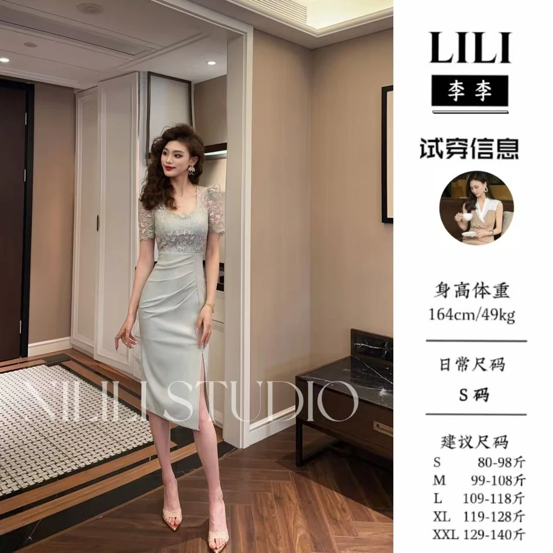 【蕾丝绮梦】李李原创气质名媛轻奢优雅蕾丝连衣裙25095