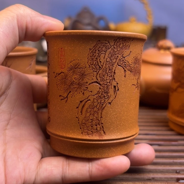 茶壶紫砂胖**L松鼠杯子原矿黄降坡90c