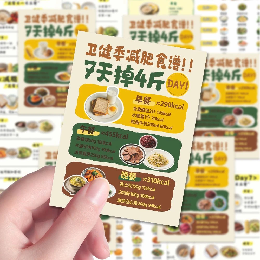24张健康减脂食谱贴纸营养搭配低卡低脂减脂期菜谱教程diy贴纸