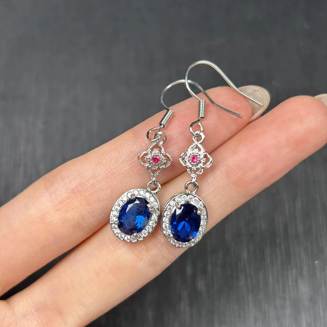 阿鲁沙-典藏高奢培育蓝宝石-精工合金培育耳饰耳坠721