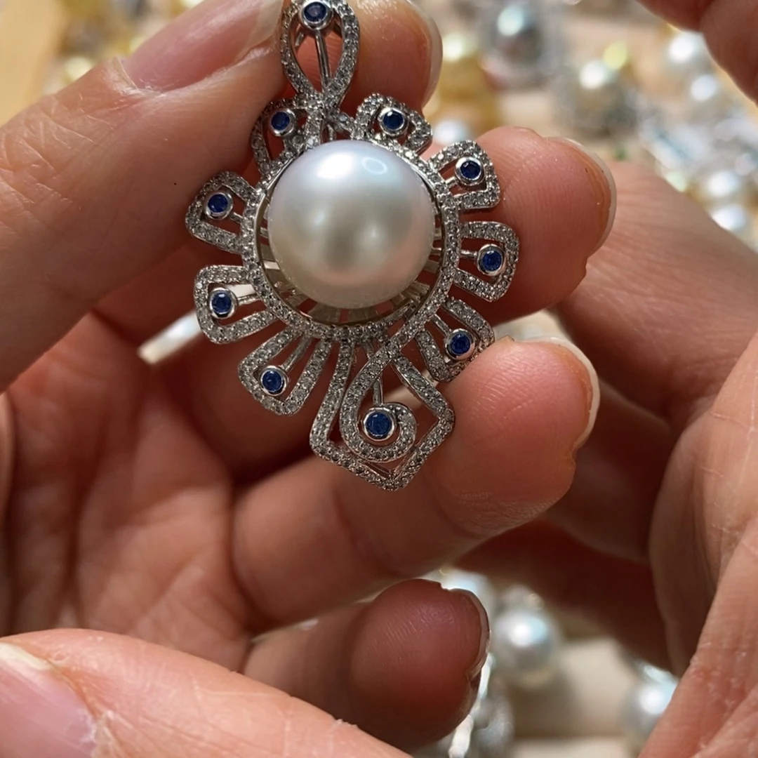 海水珍珠颈饰银S925镶嵌