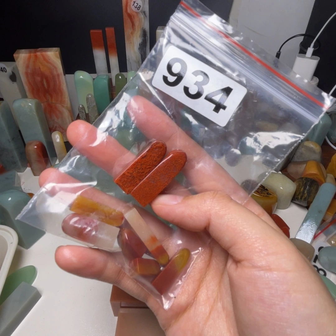 l***老挝石6个小印，➕两个水洞朱砂