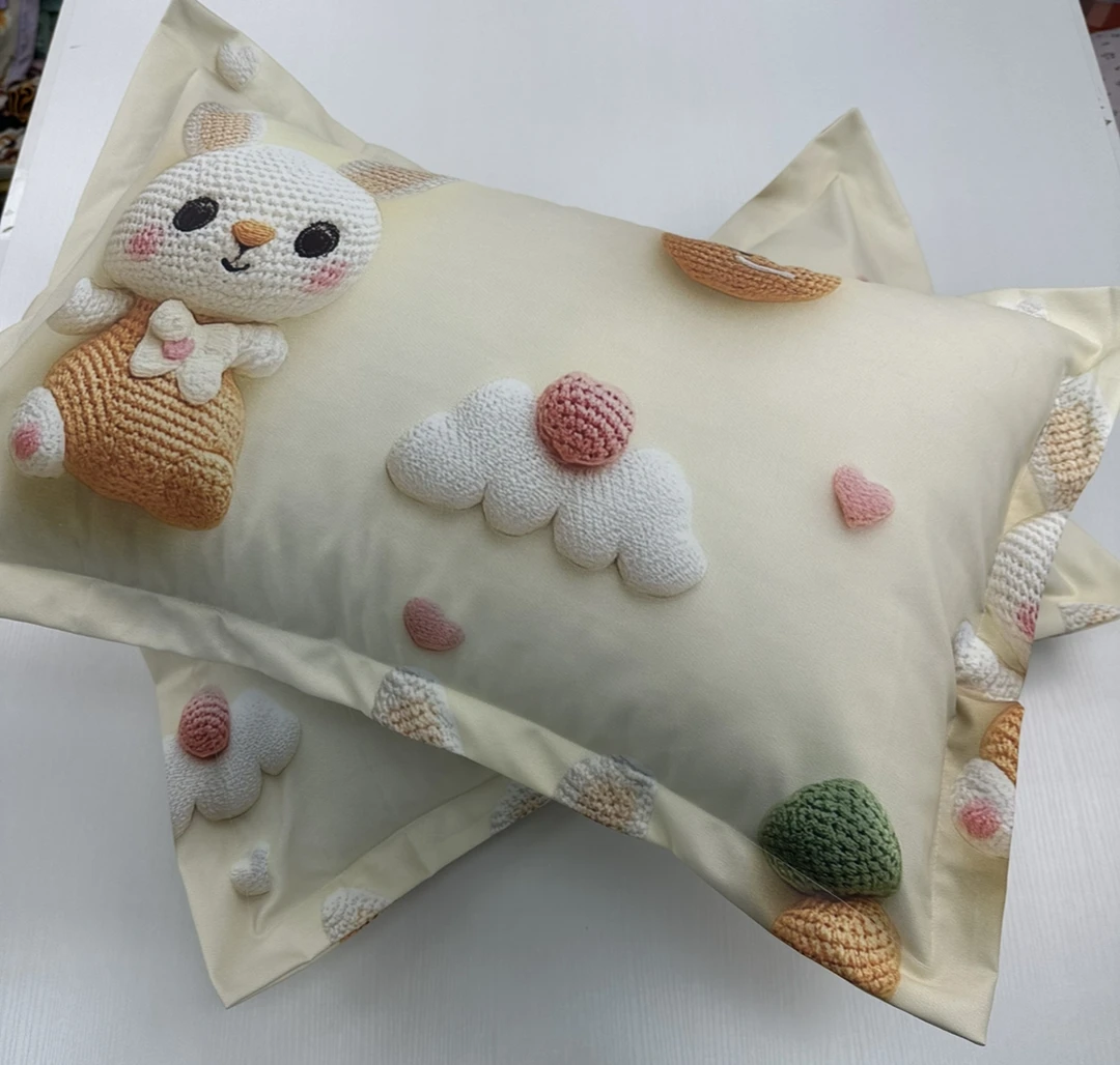 （小兔子）枕套一对 尺寸48×72 加厚 家用 透气 枕头套