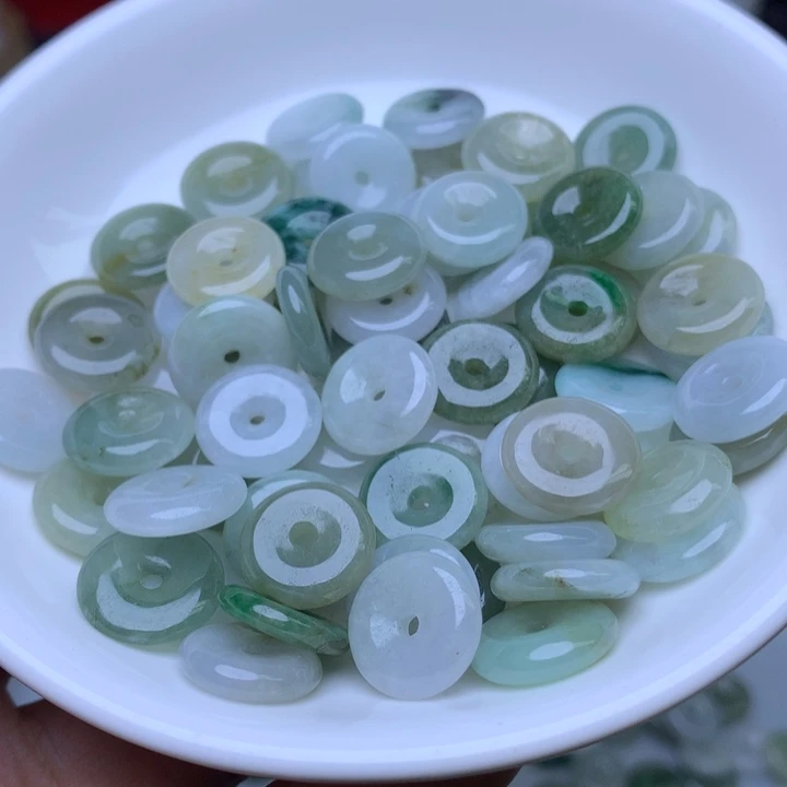 翡翠散珠卡13冰油青平安扣20个