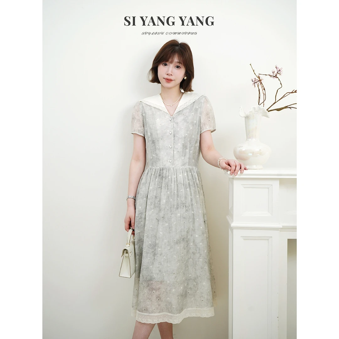 斯洋洋SIYANG波点炒色柔软亲肤透气百搭通勤连衣裙LYQ506A033SYY