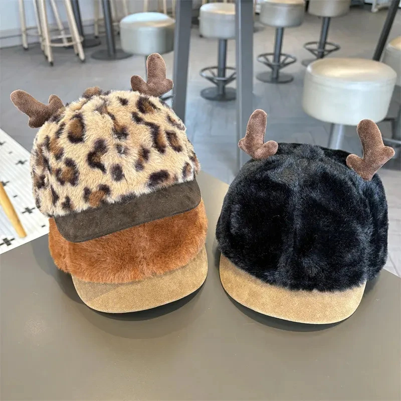 宝宝帽子加厚保暖毛绒可爱鸭舌帽男女童户外出游防风防寒棒球帽潮