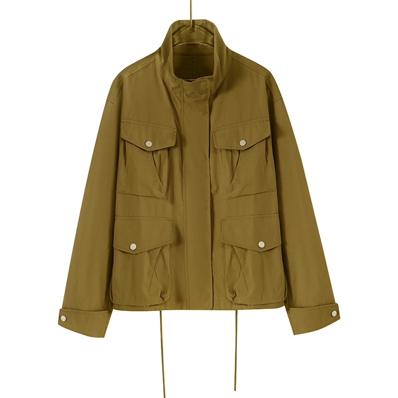 WWT07176【SIRK】工装多口袋日本料砂洗精梳全棉立领夹克外套