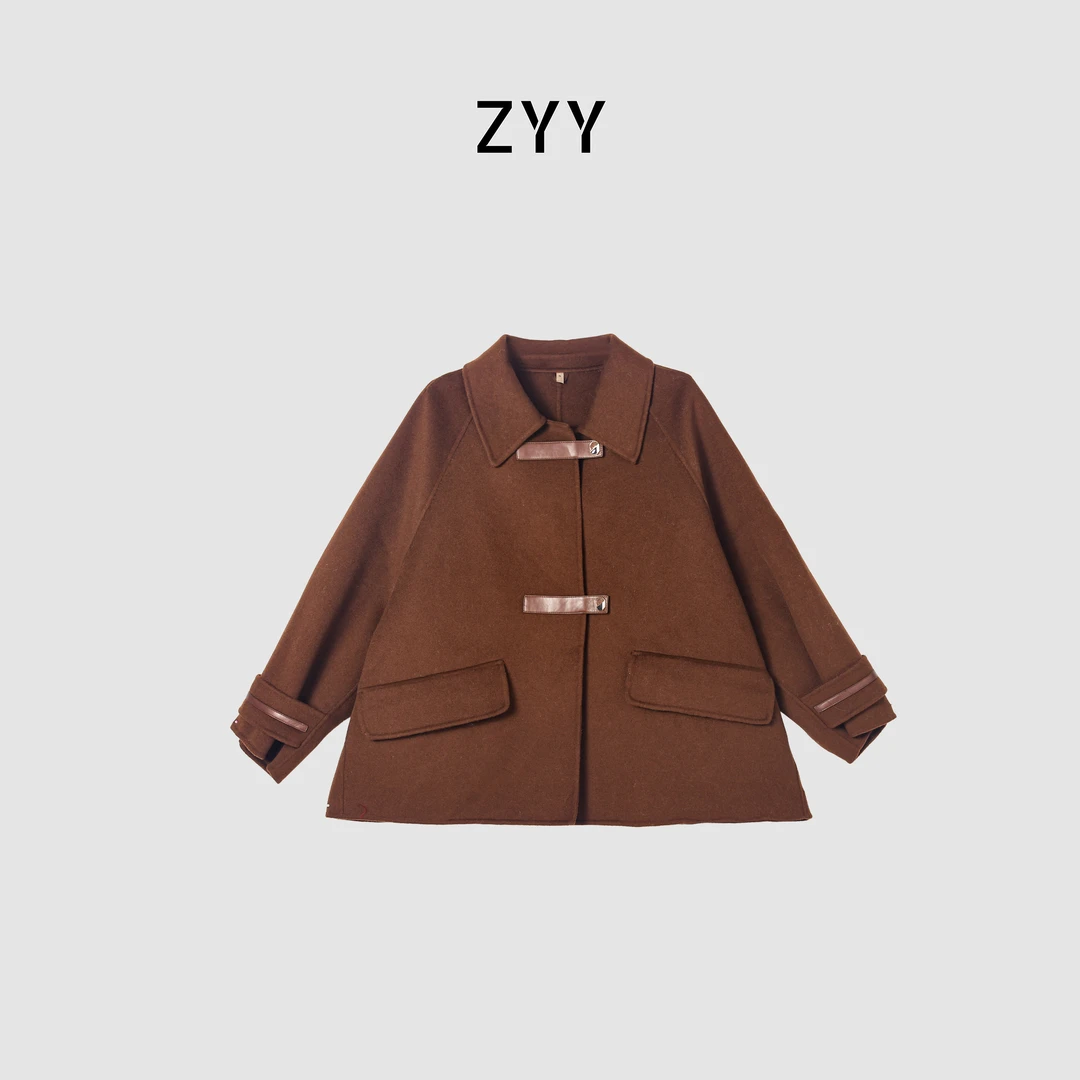 ZYY【焦糖咖啡】2025/S秋冬新款咖色经典休闲大衣X25DDY06181