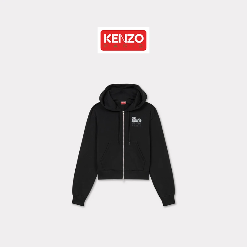 KENZO 25春夏新品 女士老虎图案拉链连帽开衫卫衣