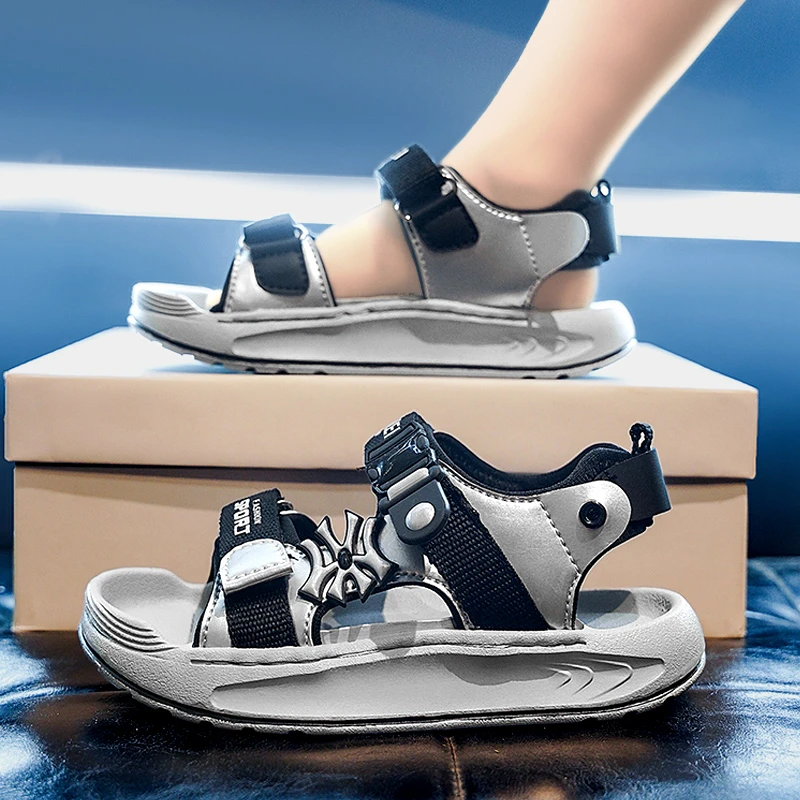 奥特曼男童鞋子凉鞋夏款外穿儿童软底运动沙滩鞋中大童露趾凉拖