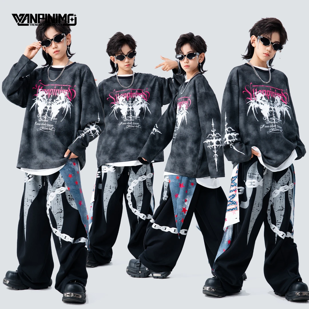 顽皮尼莫童装嘻哈街舞儿童潮服男童少儿hiphop潮牌演出服Z2628