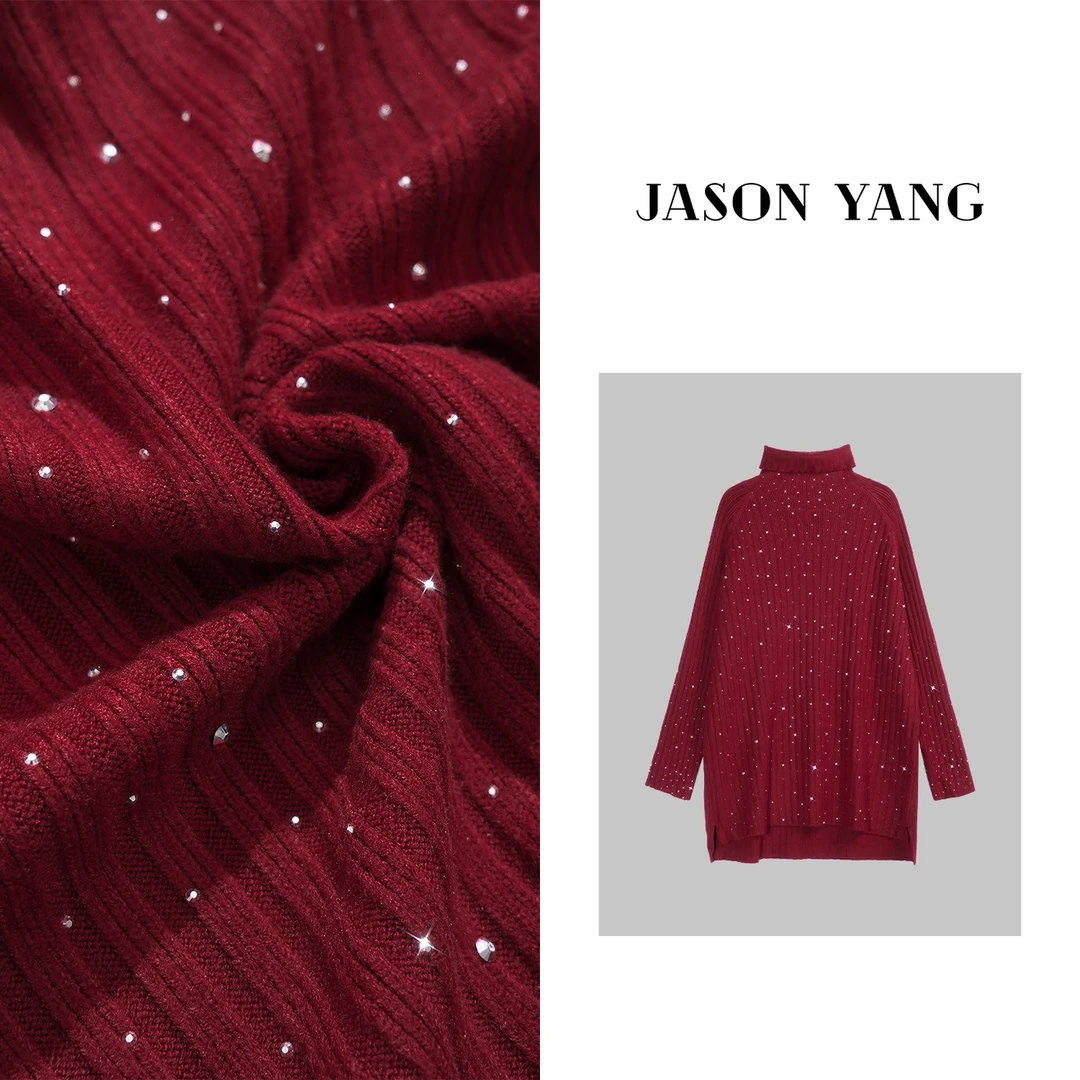 丽丽家 秋季新款满天星长袖百搭毛衣