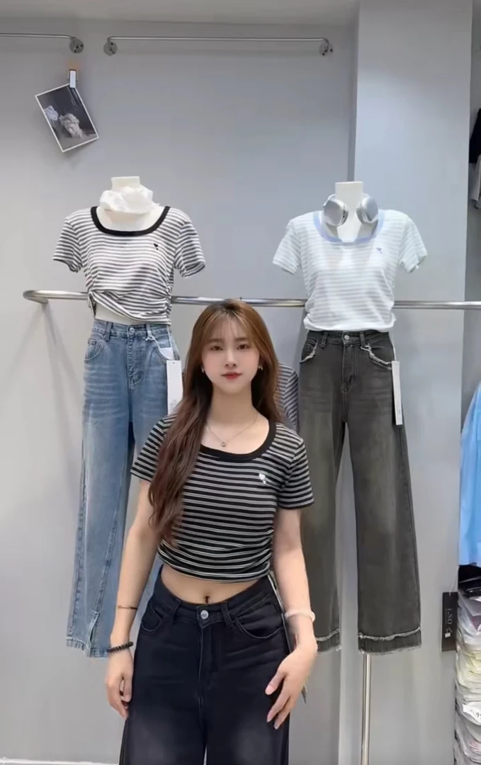 夏上新!【壹禾】修身显瘦条纹短袖T恤