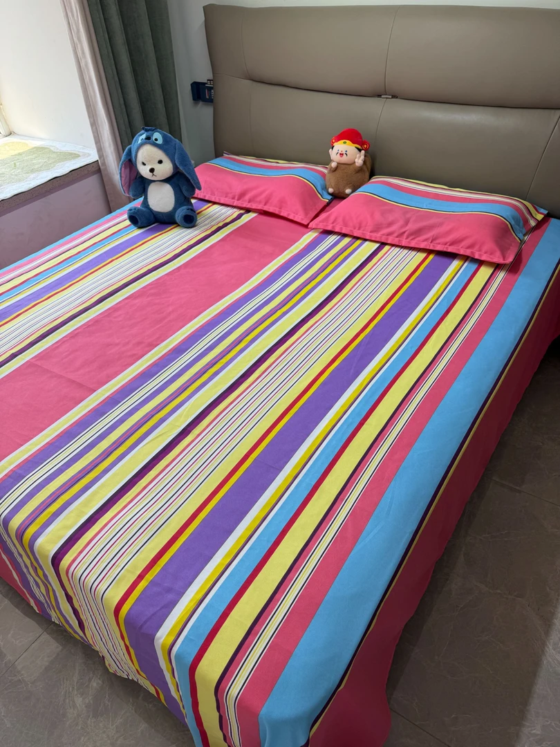 【1.5*2.4米床单-绚丽彩虹条】 山东正宗老粗布