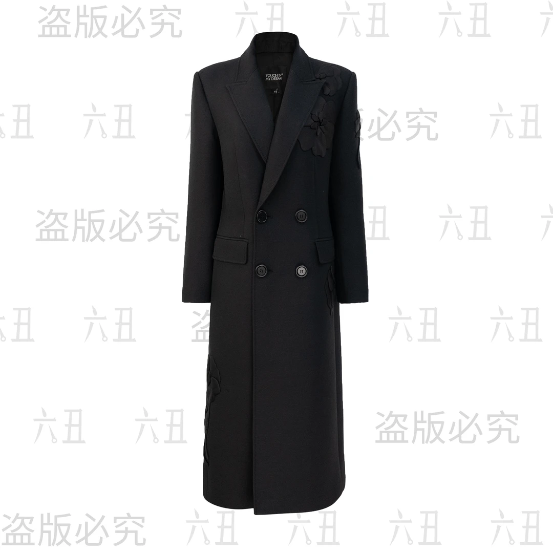 六丑【高定大衣】新款高级定制重工刺绣花毛呢大衣外套410ADY0133