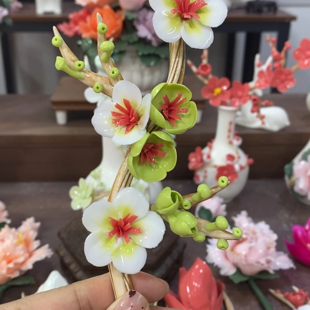 摆件陶瓷手工花摆件