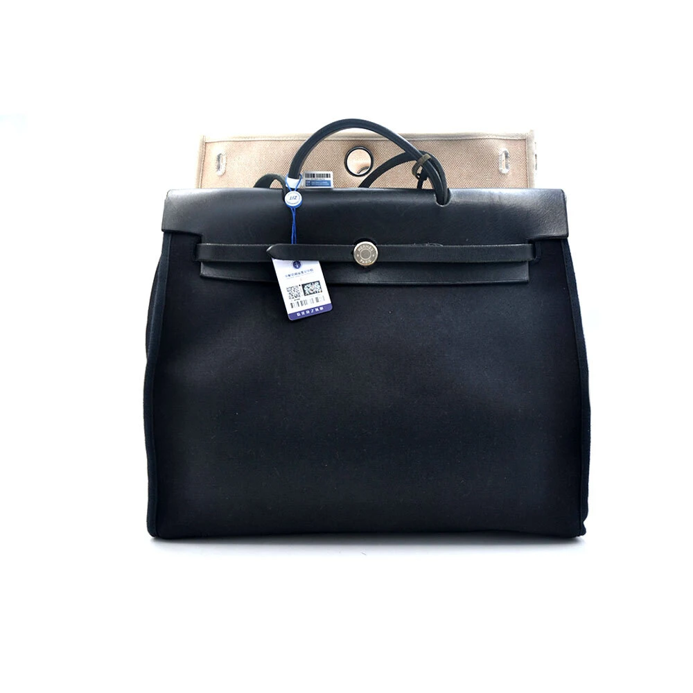 95新 Hermes/爱马仕 97新闲置黑白双色袋手提单肩包39＊32/00742