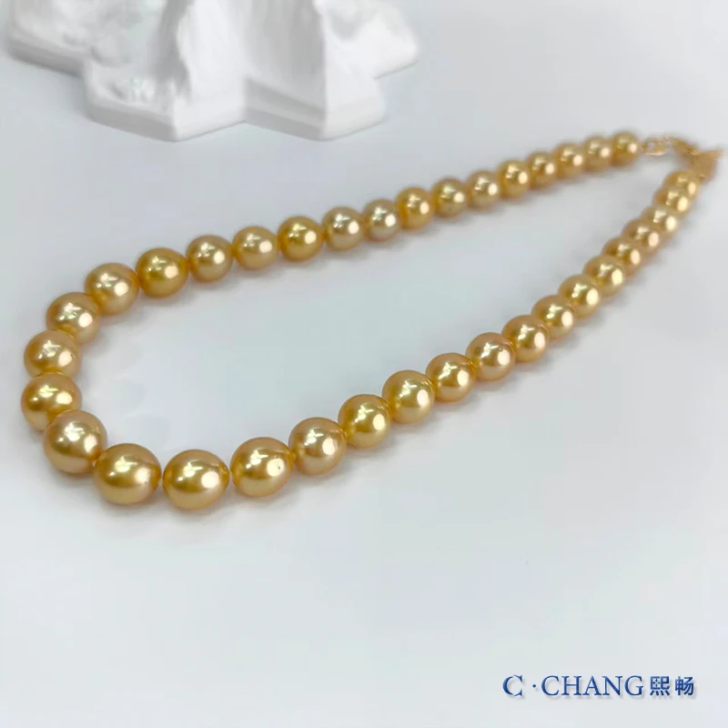 海水珍珠金珠项链9-11mmS925银百搭气质高级时尚定制【畅太定制】