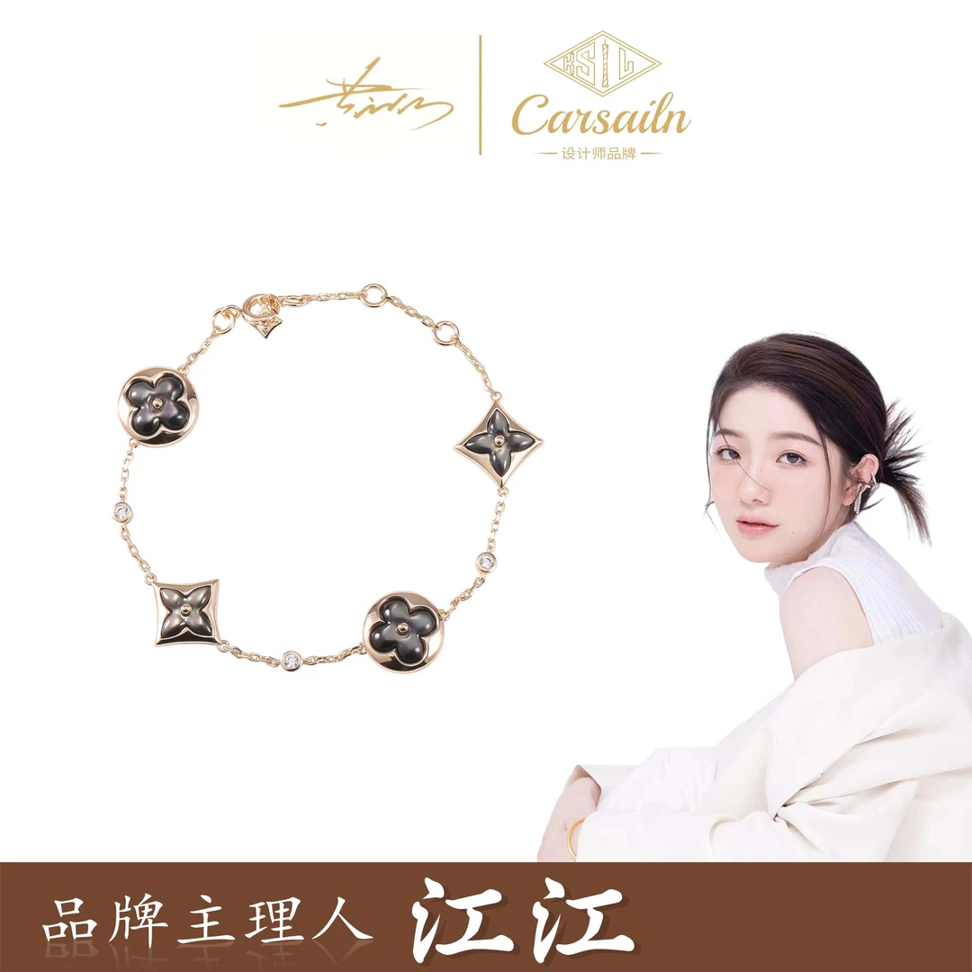 铜合金贝壳手链 CNC精工 锆石黑色小尖小圆手链b3023