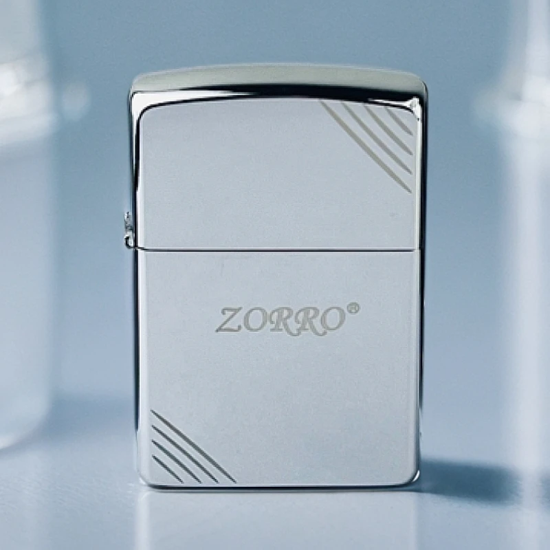Zorro佐罗煤油打火机银色切角老式砂轮个性创意防风高档经典老式