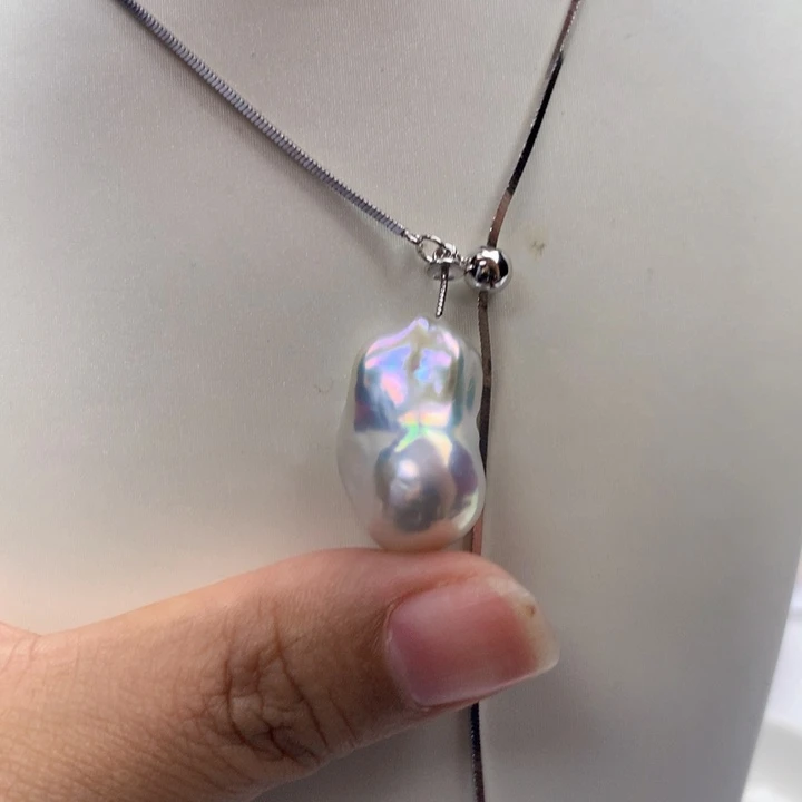 菇***恼颈饰银S925镶嵌淡水珍珠