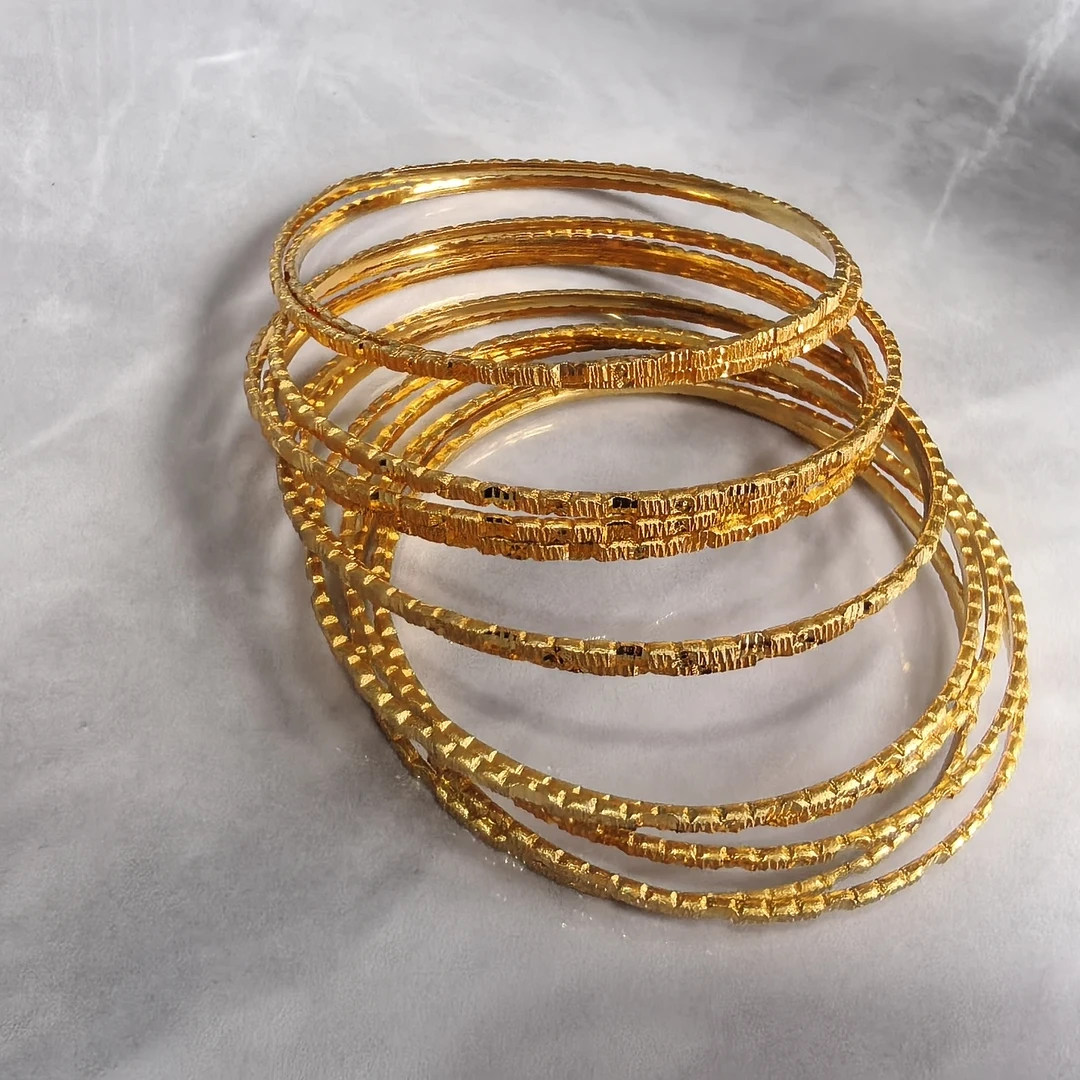 铜合金手镯 圈口61mm以上金色民族风女百搭细款饰品国风不褪色