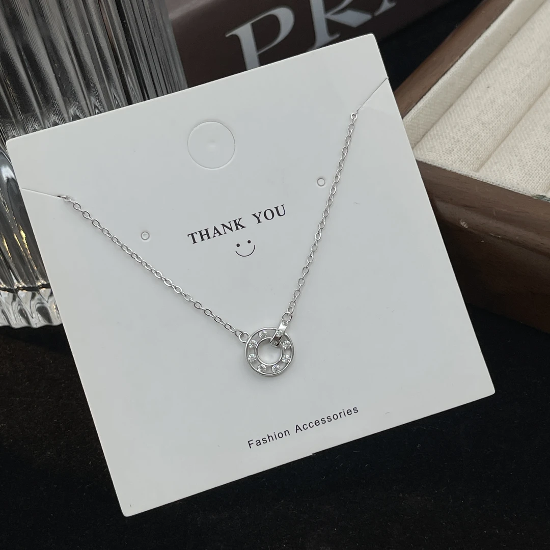 坠链均925银 时尚百搭气质环环相扣银项链