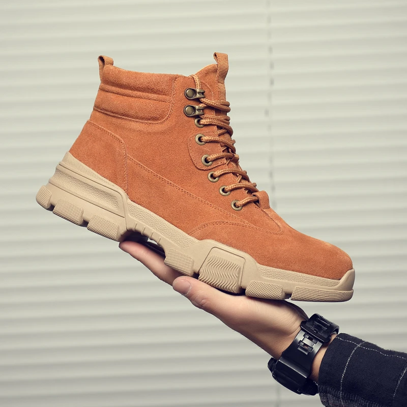 2025新款秋季圆头马丁靴男士男款复古时尚工装靴休闲户外大黄靴70