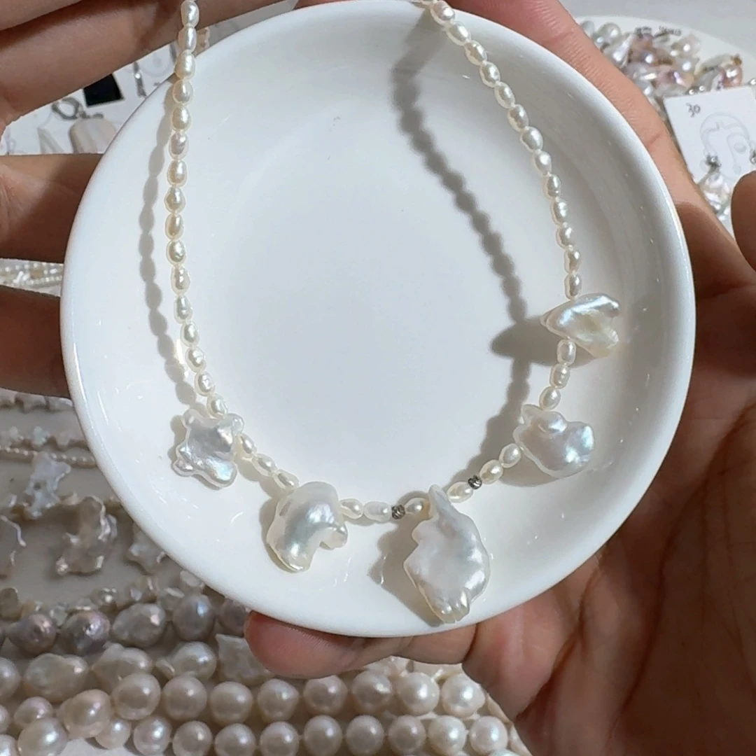 颈饰银S925镶嵌淡水珍珠