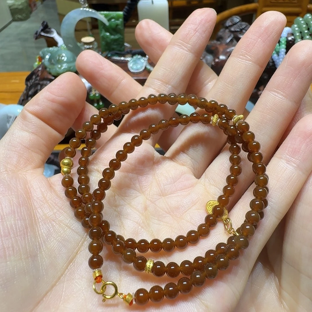 手串18K金镶嵌和田玉（糖玉）