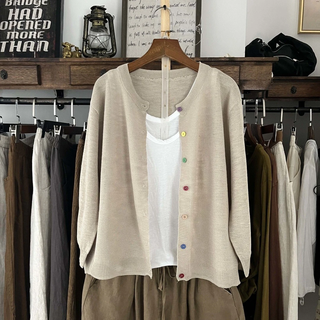 品牌折扣春夏冰丝开衫防晒衣女款宽松大码洋气时尚百搭显瘦针织衫