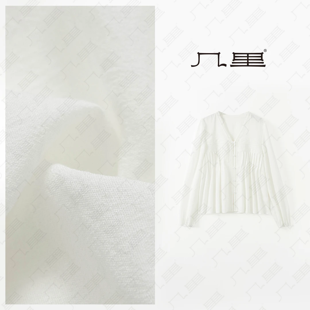 几里与麻【珍珠少女】设计感V领减龄衬衫 衣长59 胸围106 2021048