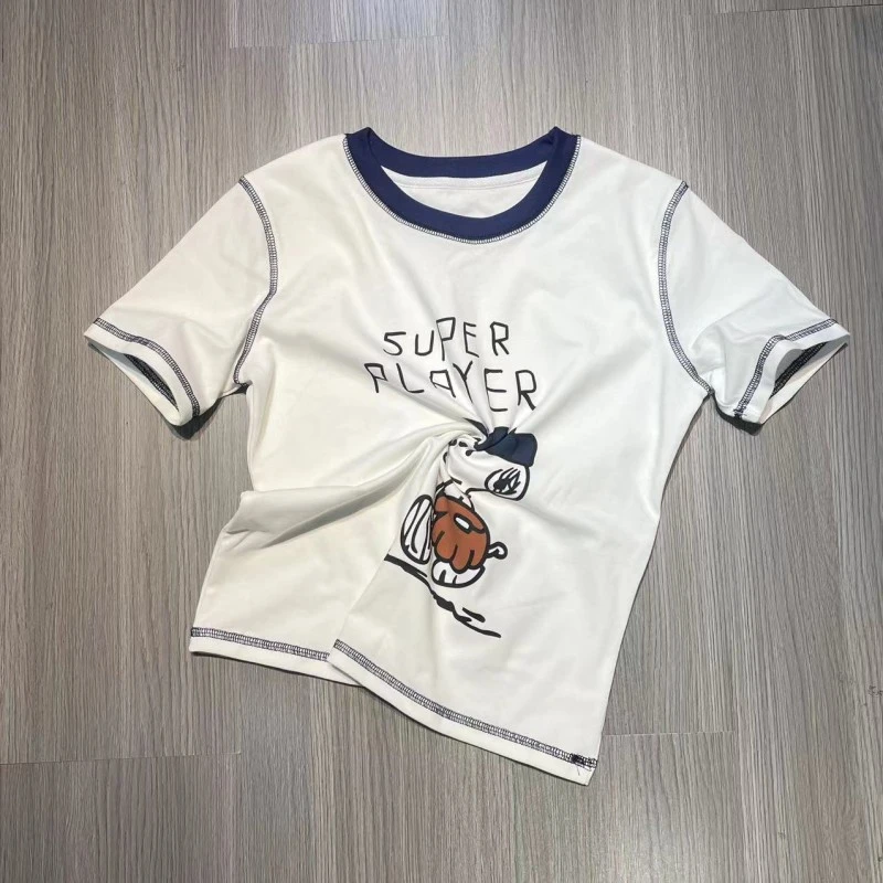 （棒球小狗）字母印花短袖白色轻奢时尚女士设计师圆领女款