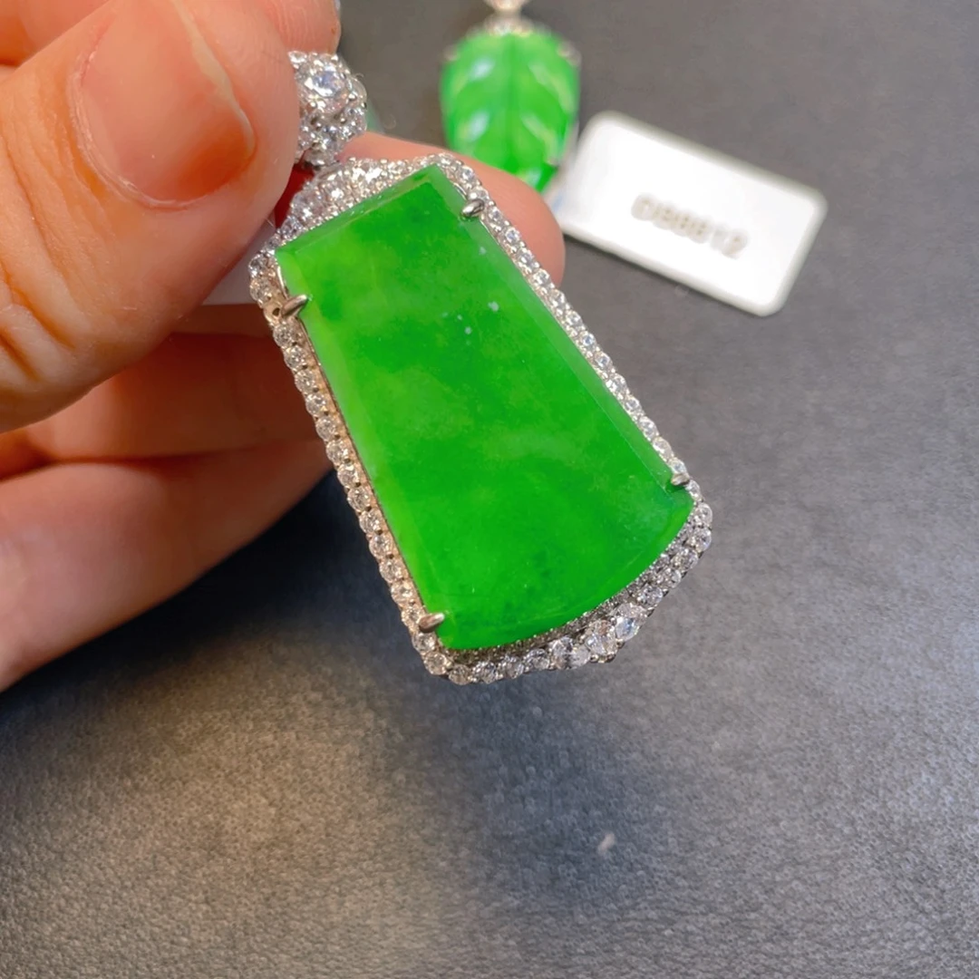 翡翠银S925镶嵌吊坠(不含链)