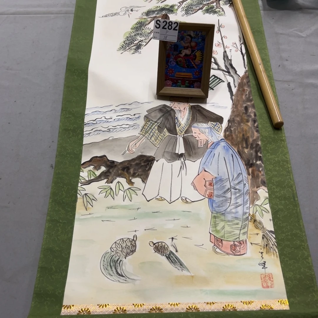 国画p****g手绘临摹人物挂轴