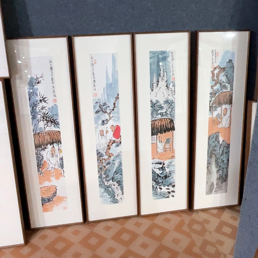 国画手绘画作品带框