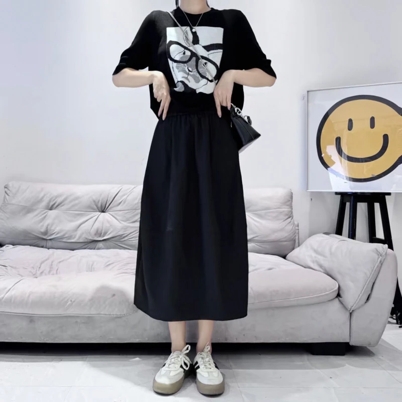 赫本风设计感花苞裙女2025早秋新款拼接遮肉显瘦时尚百搭半身裙