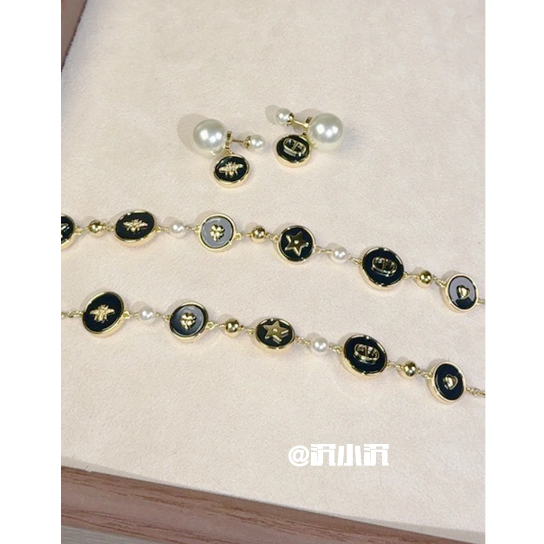 铜合金项链 【黑色糖果项链D43】高版本轻奢百搭气质设计项链