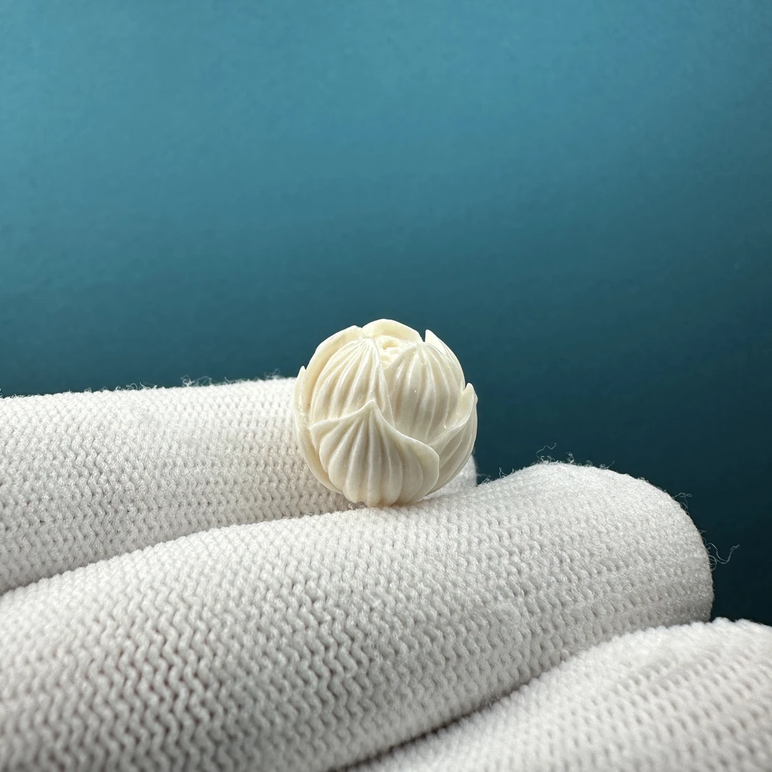 K1240天然猛犸 雕刻莲花珠15mm一物一图假一罚十