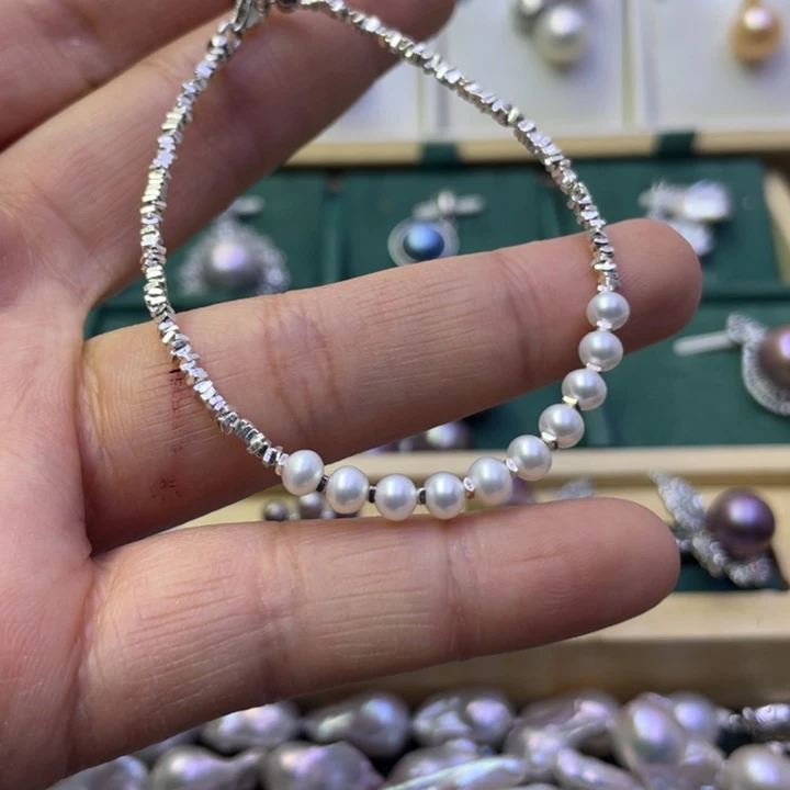 淡水珍珠手绳银S925镶嵌
