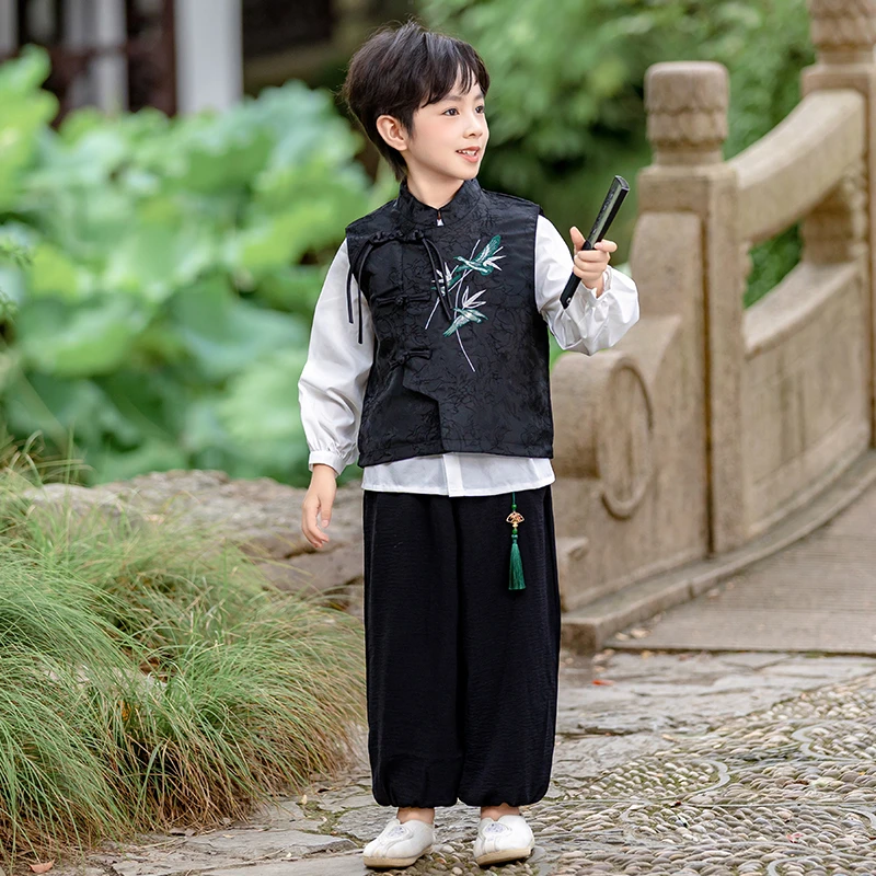 2025新款春秋季男童套装帅宝宝古风汉服儿童国风中秋国庆表演服装