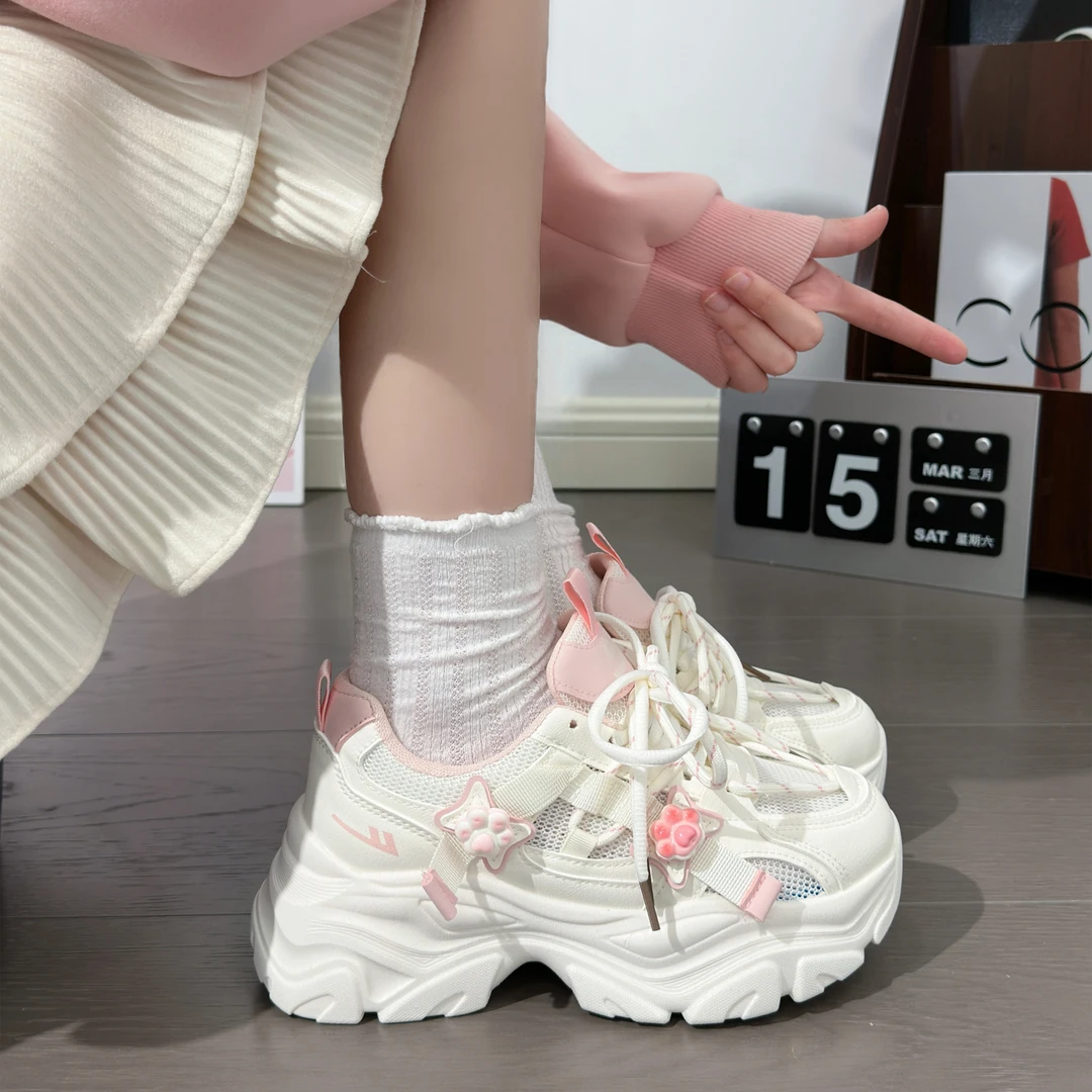 回力网面透气老爹鞋女款夏季2025新款爆款小白鞋轻便厚底运动鞋女