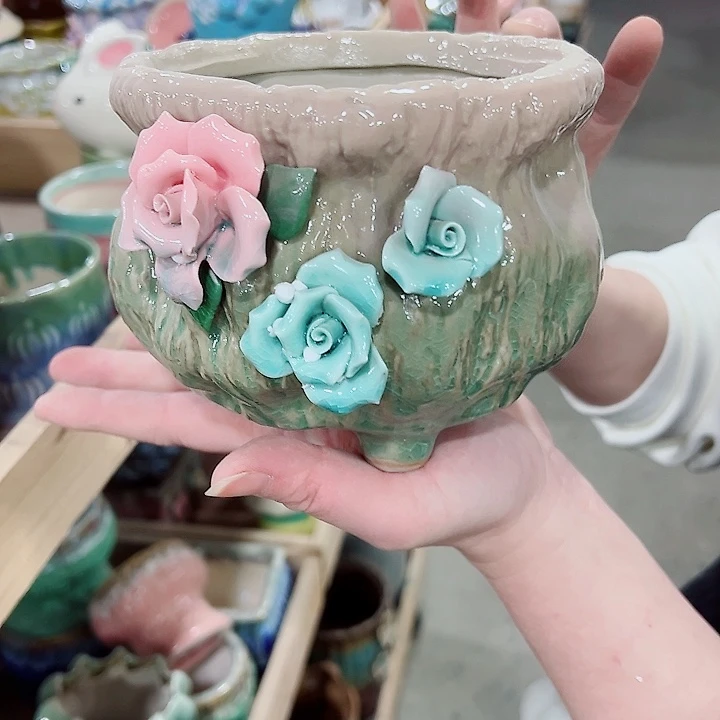 有孔，凑单福利满10元发货陶瓷多肉花盆！