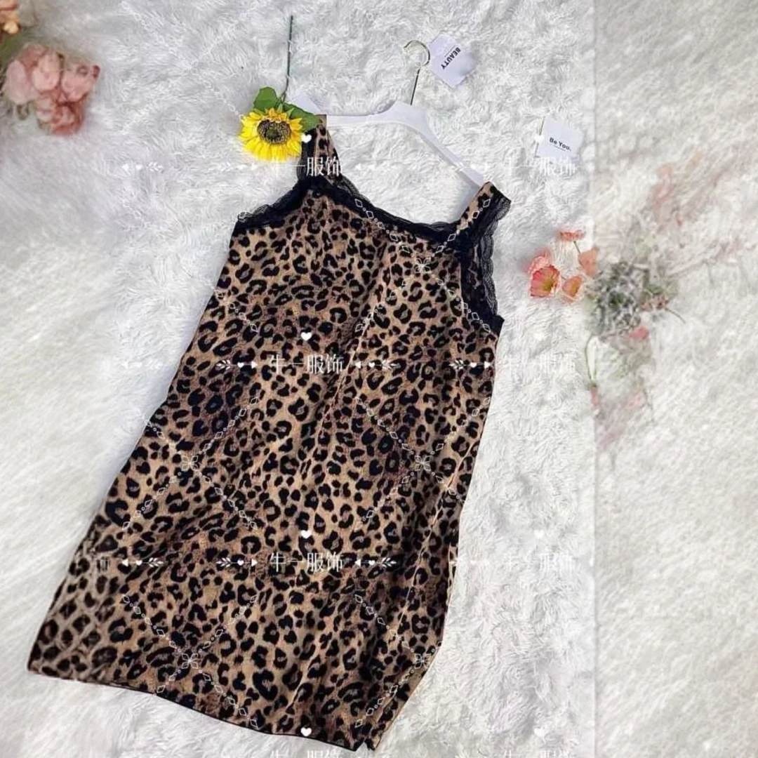 117夏季甜美无袖女薄款印染豹纹吊带裙--z