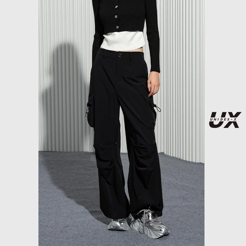 2025春季新款 黑色铆钉工装裤女 通勤时尚宽松休闲裤 百搭单品yc