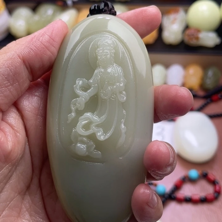 弘***育石材天然古青石手把件