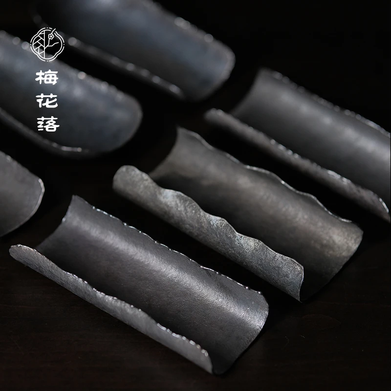 梅花落纯锡锤纹茶则茶勺茶铲茶荷茶针茶匙茶道配件拨茶庄庆森手作