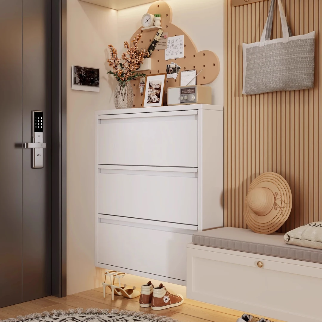 超薄款鞋柜金属翻斗家用入户门口洞洞板多层一体靠墙玄关储物鞋架